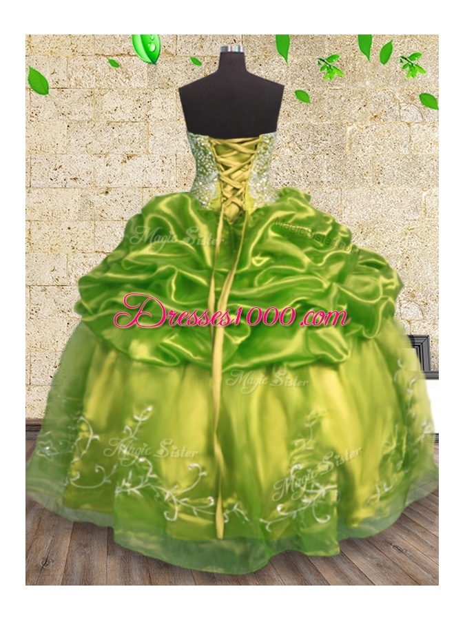 Edgy Floor Length Ball Gowns Sleeveless Olive Green 15 Quinceanera Dress Lace Up