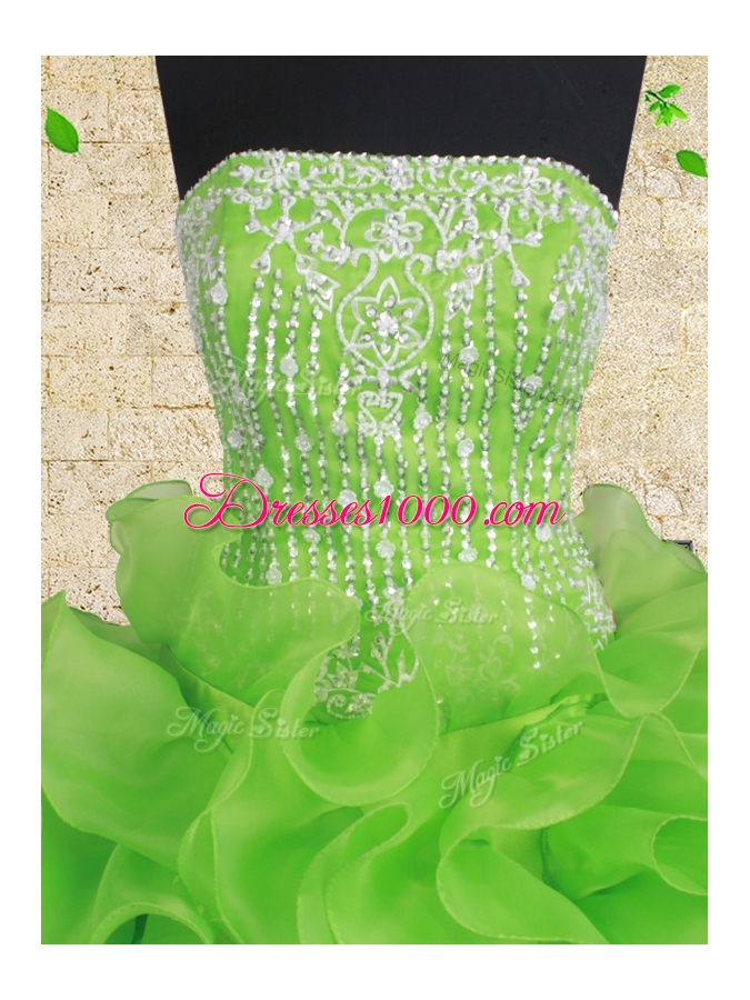 Adorable Quinceanera Dresses Military Ball and Sweet 16 and Quinceanera and For with Beading and Ruffles Strapless Sleeveless Lace Up