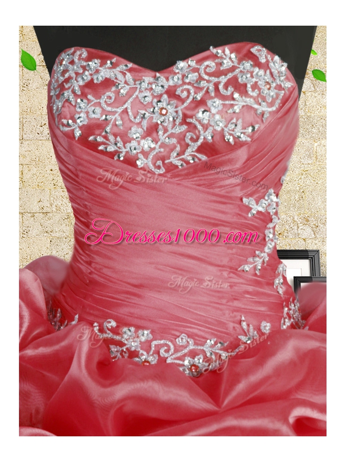 Coral Red Sleeveless Organza Lace Up Quinceanera Gowns for Military Ball and Sweet 16 and Quinceanera