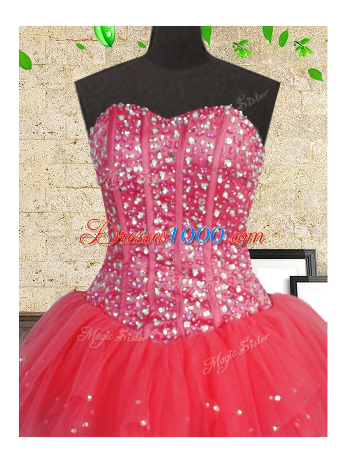 Floor Length Multi-color Quinceanera Gown Tulle Sleeveless Beading and Ruffles and Ruffled Layers