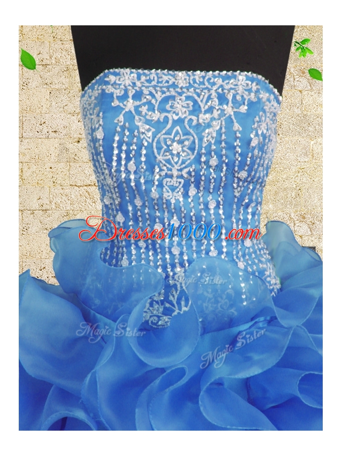 Noble Floor Length Lace Up Quinceanera Dresses Royal Blue and In for Military Ball and Sweet 16 and Quinceanera with Beading and Ruffles