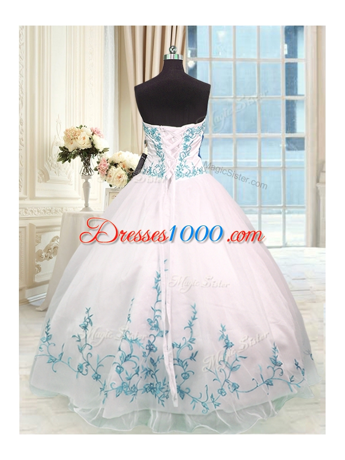 Custom Made Sweetheart Sleeveless Organza Quinceanera Dresses Embroidery and Sashes|ribbons Lace Up