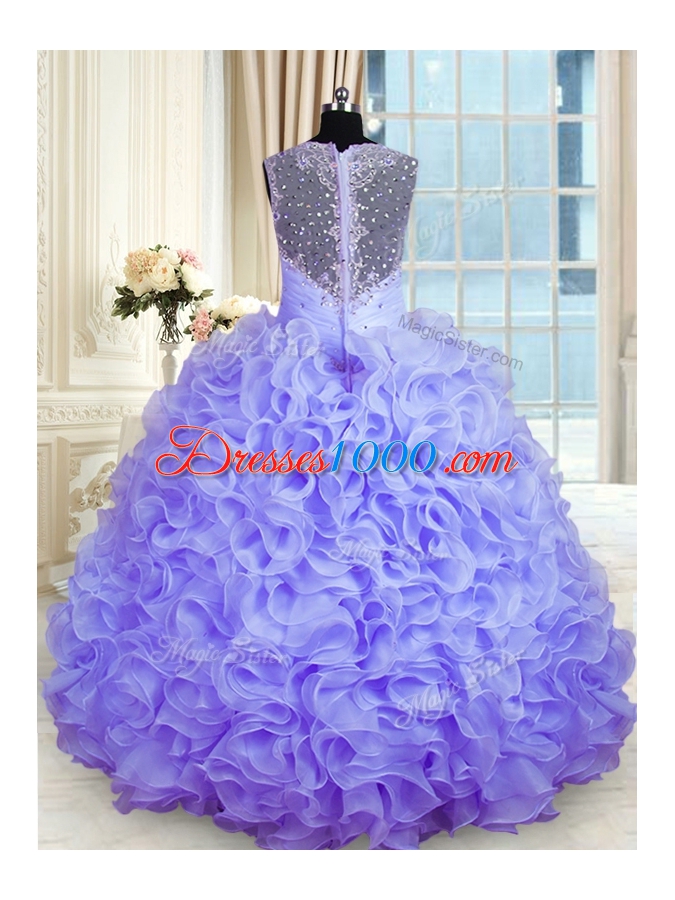 Fantastic Organza Sleeveless Floor Length 15 Quinceanera Dress and Beading and Ruffles