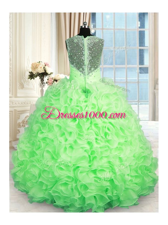 Quinceanera Gowns Military Ball and Sweet 16 and Quinceanera and For with Beading and Ruffles Straps Sleeveless Zipper