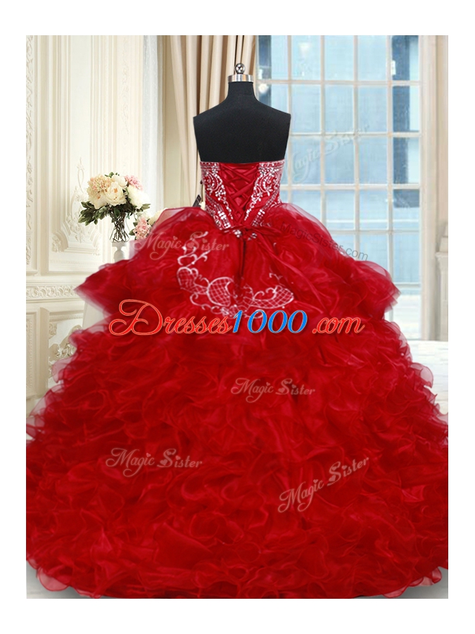 Charming Sleeveless Lace Up Floor Length Beading and Ruffles Quinceanera Dresses