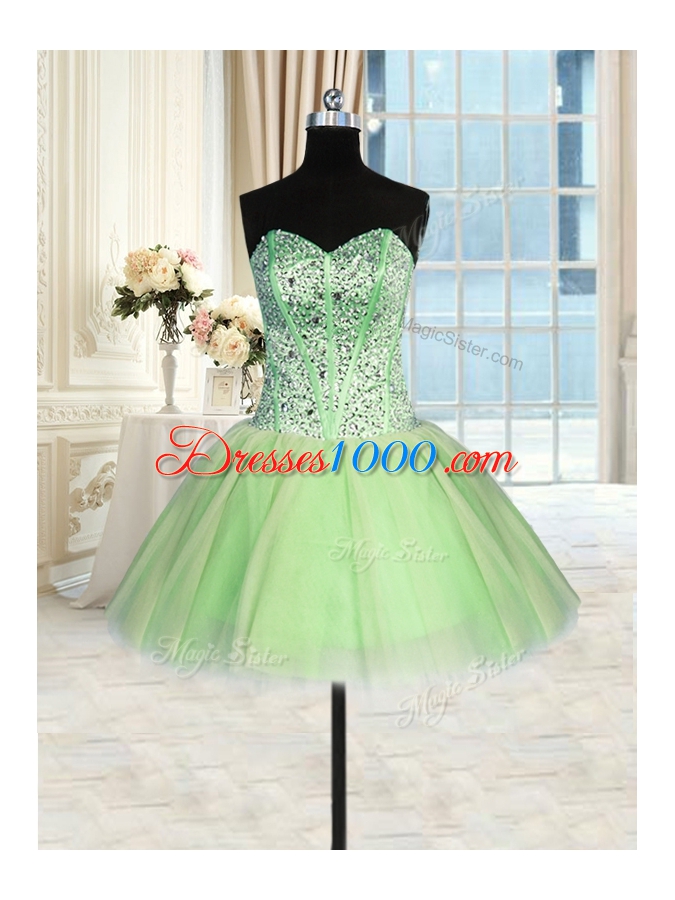 Exquisite Three Piece Sleeveless Beading and Ruching Lace Up Sweet 16 Dress