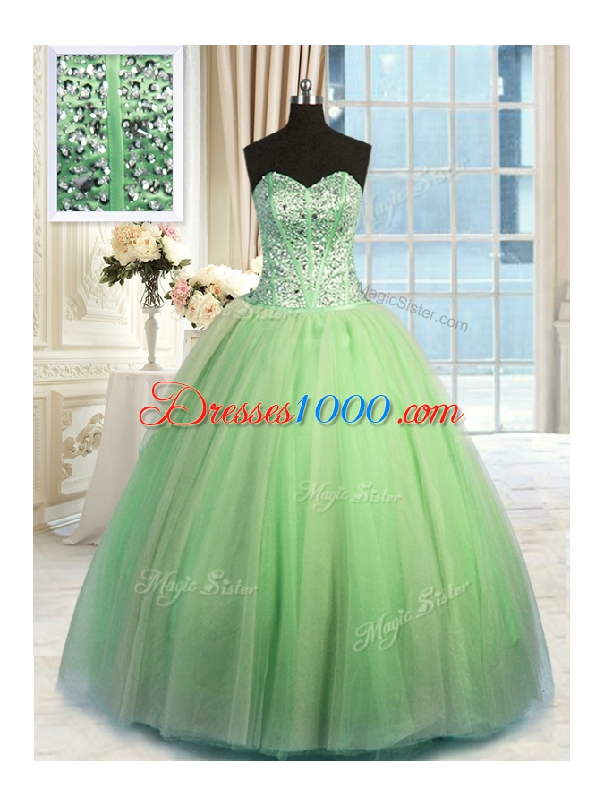 Exquisite Three Piece Sleeveless Beading and Ruching Lace Up Sweet 16 Dress