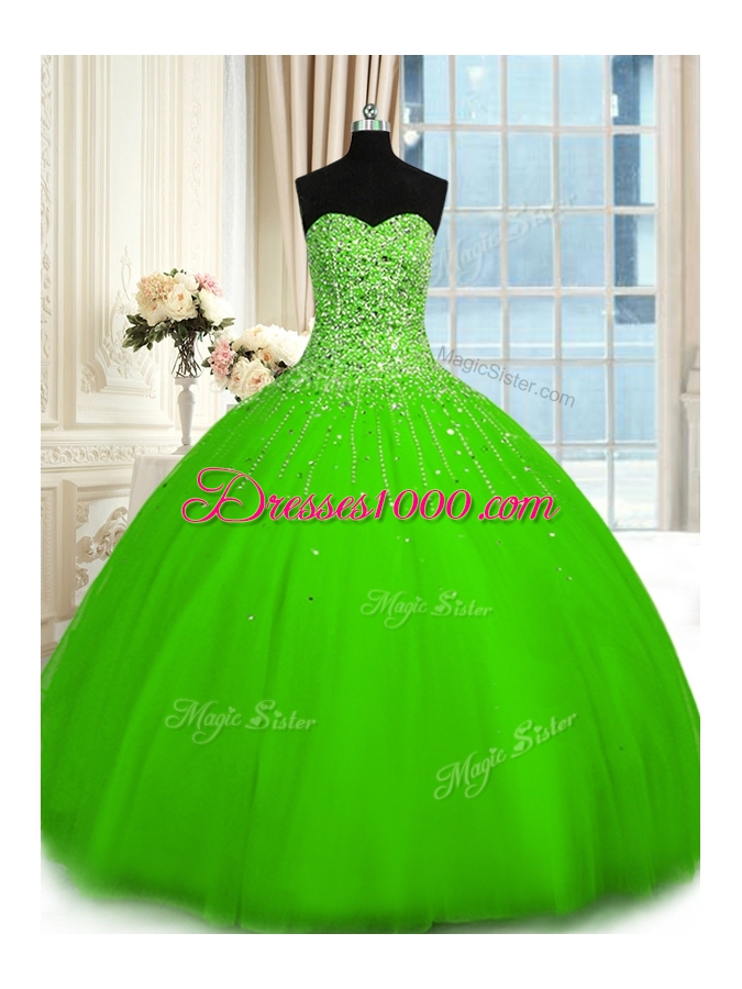 Fantastic Sweetheart Lace Up Beading Sweet 16 Dress Sleeveless