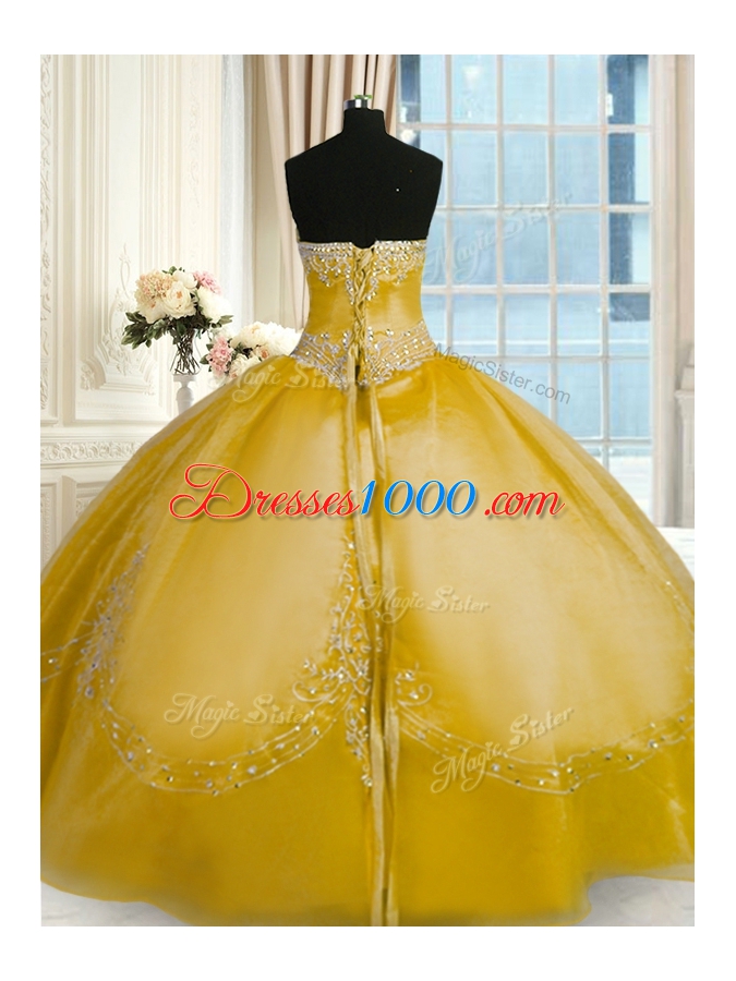 Sleeveless Beading and Embroidery Lace Up Quince Ball Gowns