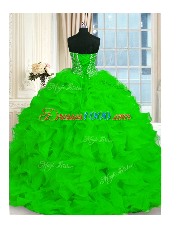 Super With Train Ball Gowns Sleeveless 15th Birthday Dress Brush Train Lace Up