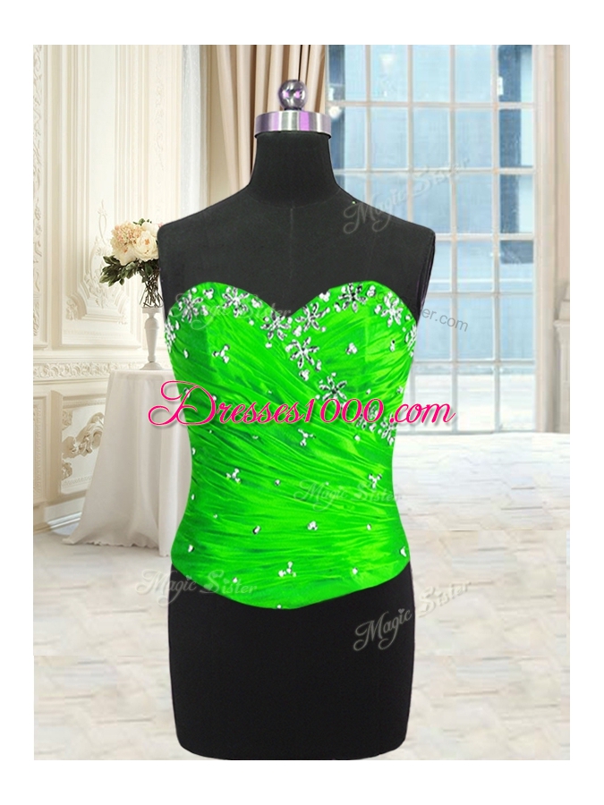 Latest Four Piece Sleeveless Organza Floor Length Lace Up Quince Ball Gowns in for with Beading and Ruffles and Ruching