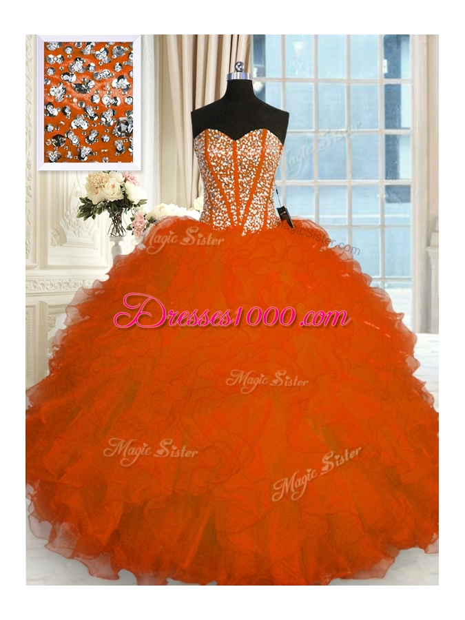 Stylish Floor Length Red Quinceanera Gowns Sweetheart Sleeveless Lace Up