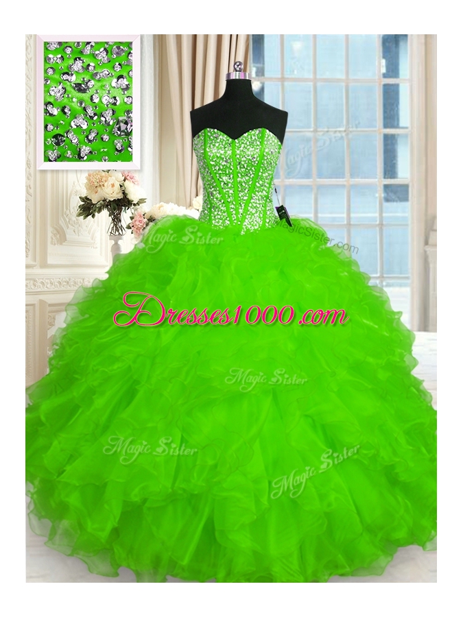 Sweet 16 Dresses Military Ball and Sweet 16 and Quinceanera and For with Beading and Ruffles Sweetheart Sleeveless Lace Up