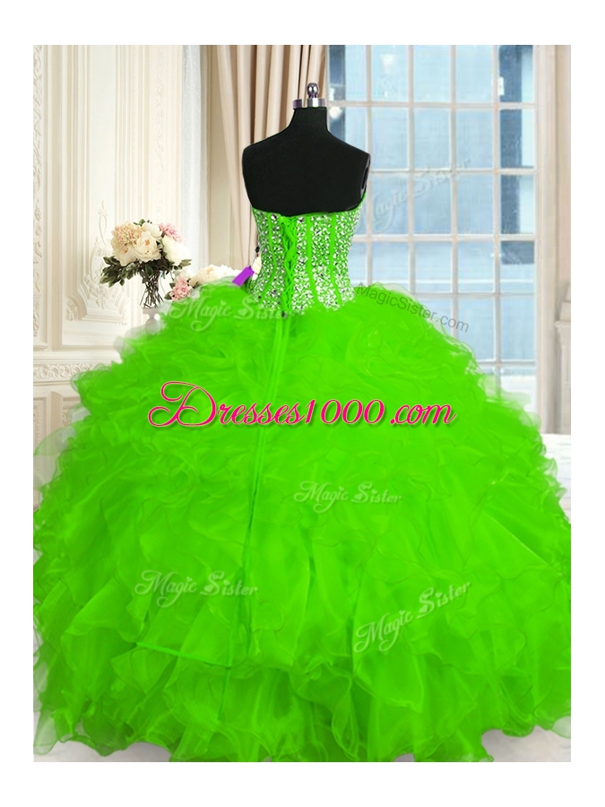 Sweet 16 Dresses Military Ball and Sweet 16 and Quinceanera and For with Beading and Ruffles Sweetheart Sleeveless Lace Up
