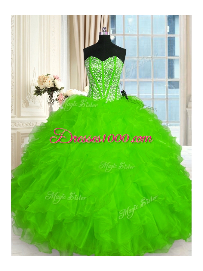 Sweet 16 Dresses Military Ball and Sweet 16 and Quinceanera and For with Beading and Ruffles Sweetheart Sleeveless Lace Up
