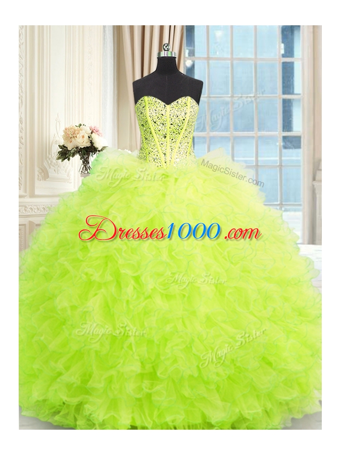Three Piece Floor Length Ball Gowns Sleeveless Quince Ball Gowns Lace Up