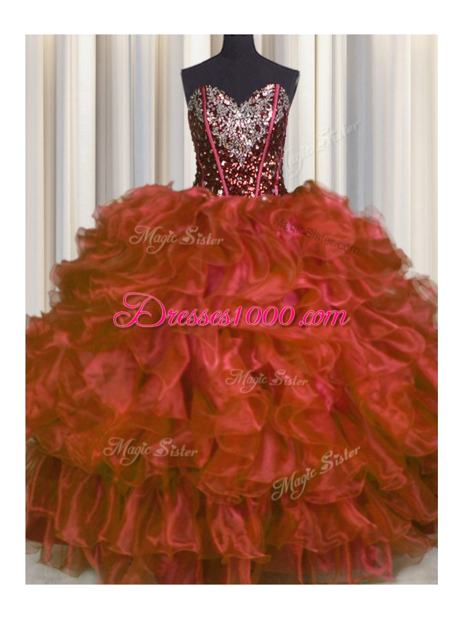 Stunning Red Quince Ball Gowns Military Ball and Sweet 16 and Quinceanera and For with Beading and Ruffles Sweetheart Sleeveless Lace Up