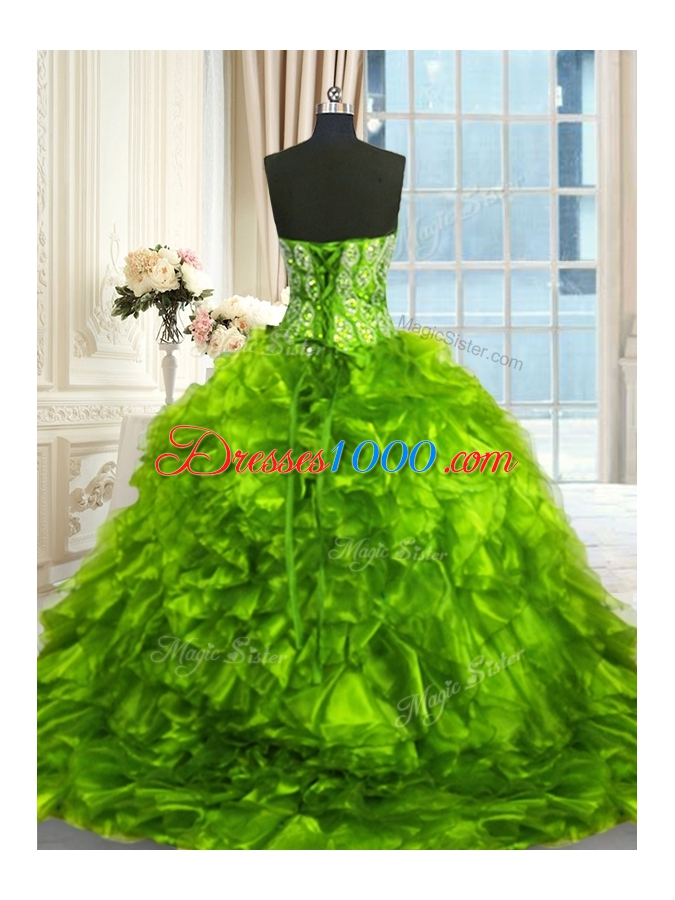 Sweetheart Neckline Beading and Ruffles Sweet 16 Dress Sleeveless Lace Up