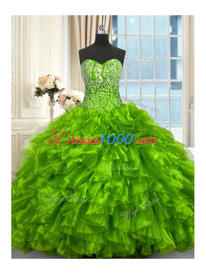 Sweetheart Neckline Beading and Ruffles Sweet 16 Dress Sleeveless Lace Up
