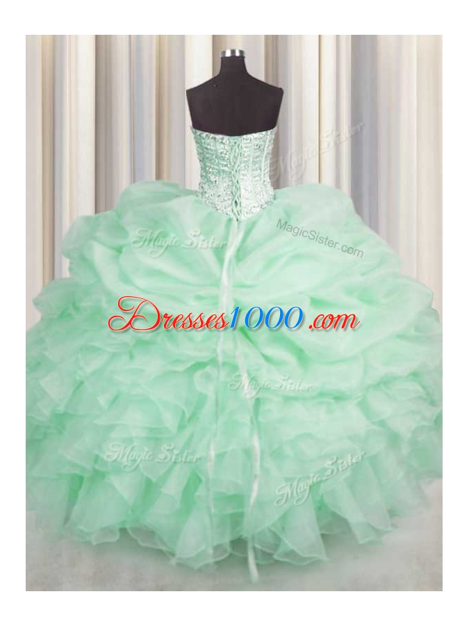 Fitting Sleeveless Lace Up Floor Length Beading and Ruffles 15 Quinceanera Dress