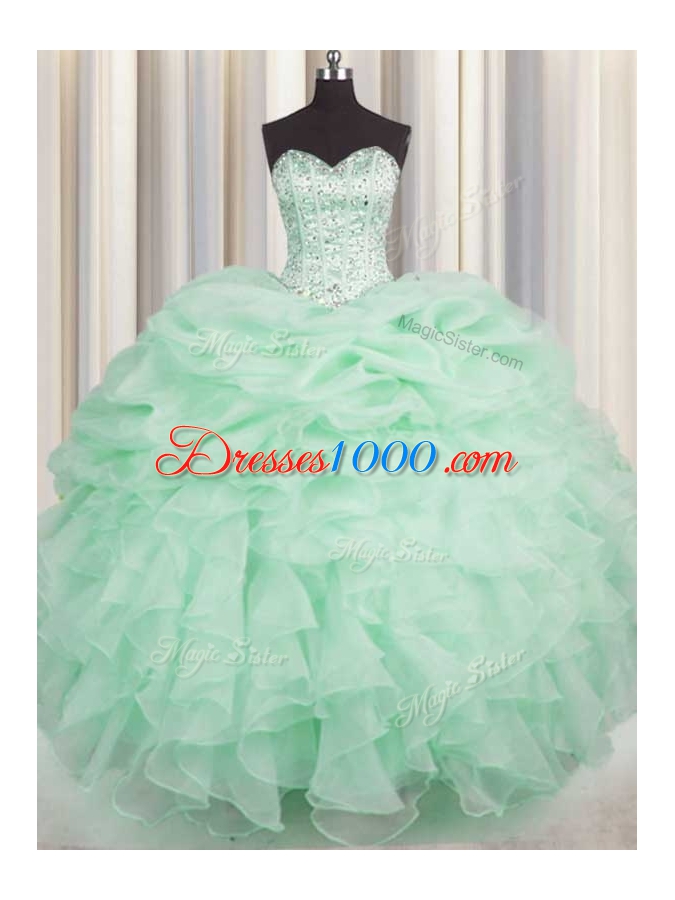 Fitting Sleeveless Lace Up Floor Length Beading and Ruffles 15 Quinceanera Dress