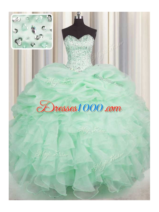 Fitting Sleeveless Lace Up Floor Length Beading and Ruffles 15 Quinceanera Dress