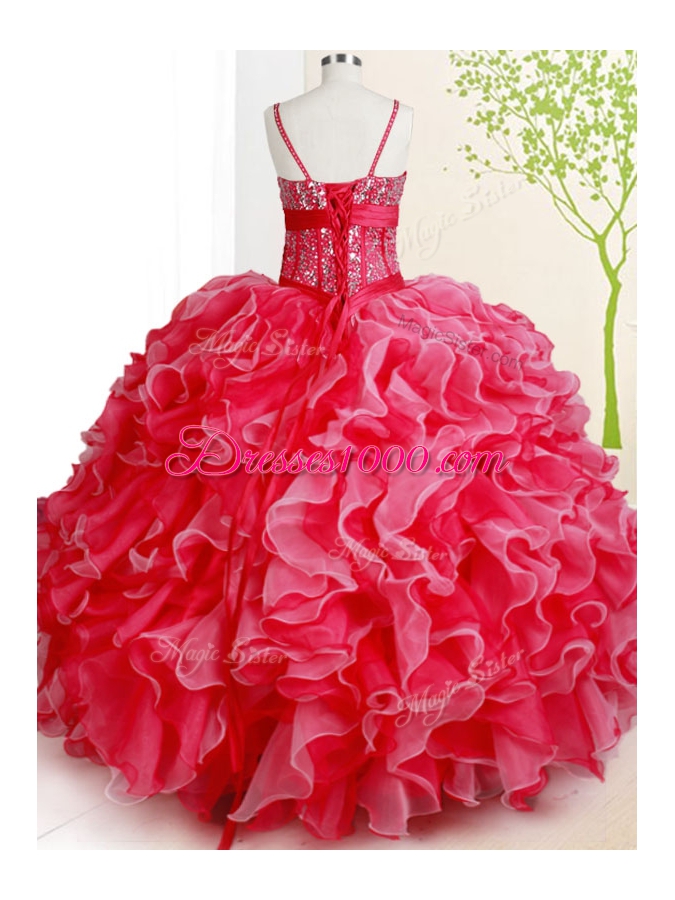 Most Popular Organza Sleeveless Floor Length Quinceanera Dresses and Beading and Ruffles