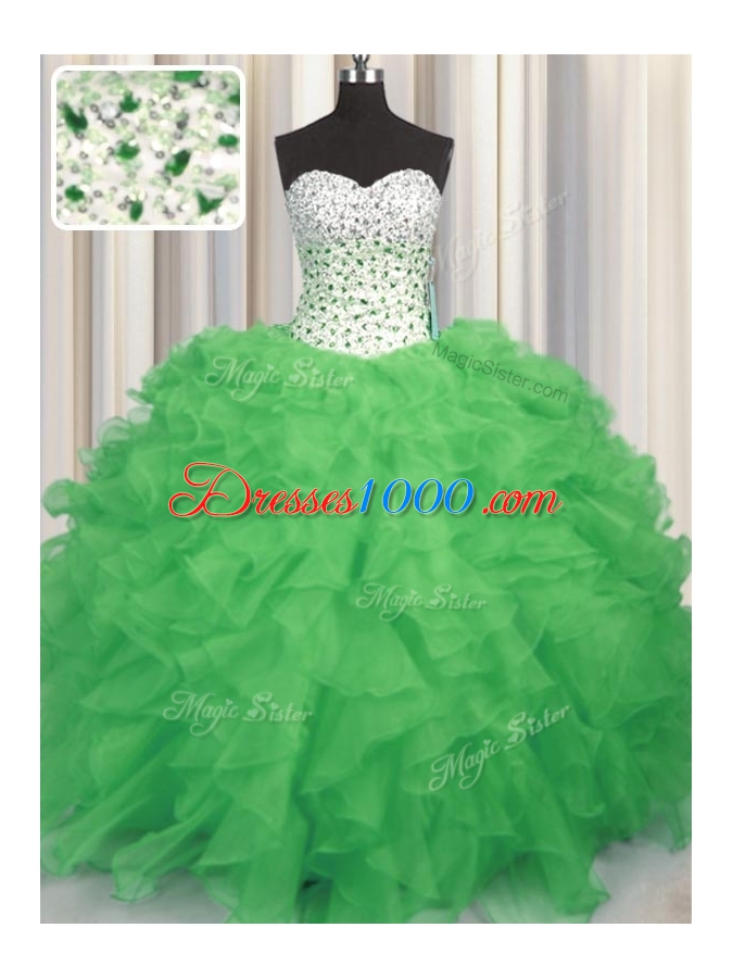 Best Sleeveless Beading and Ruffles Floor Length 15 Quinceanera Dress