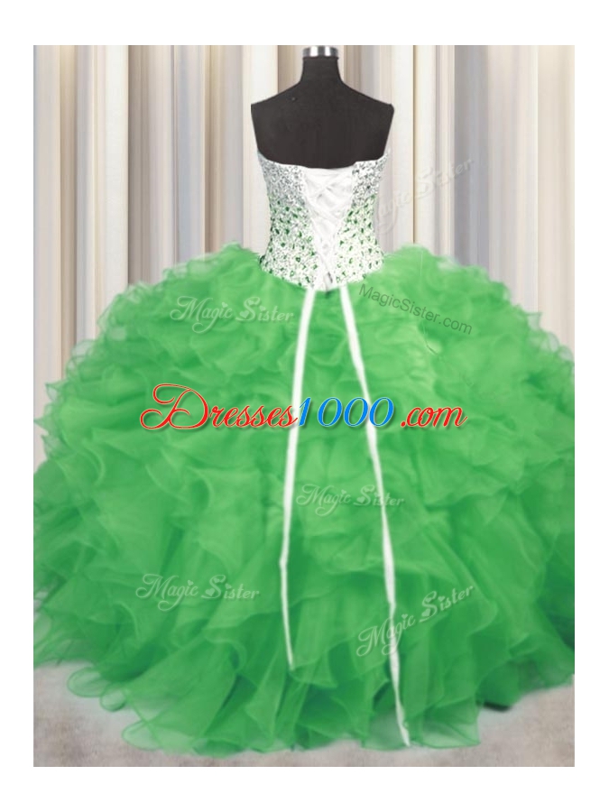 Best Sleeveless Beading and Ruffles Floor Length 15 Quinceanera Dress