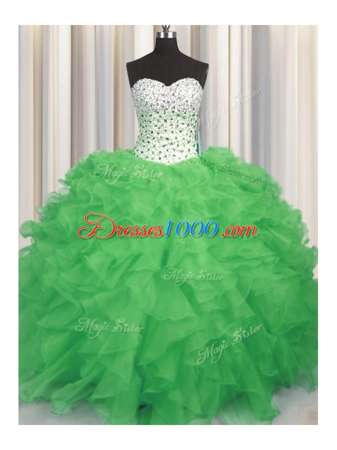 Best Sleeveless Beading and Ruffles Floor Length 15 Quinceanera Dress