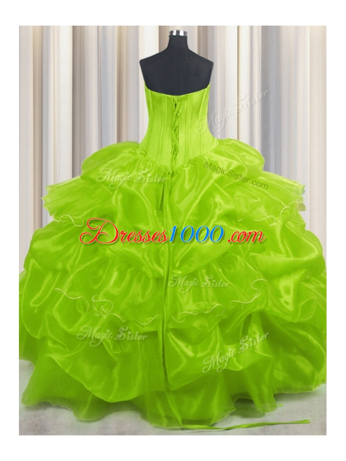 Sleeveless Floor Length Beading and Ruffles and Pick Ups Lace Up Sweet 16 Dresses