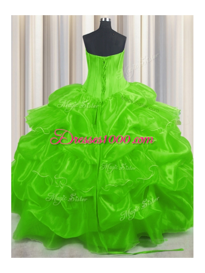 Spectacular Pick Ups Ruffled Floor Length Vestidos de Quinceanera Strapless Sleeveless Lace Up