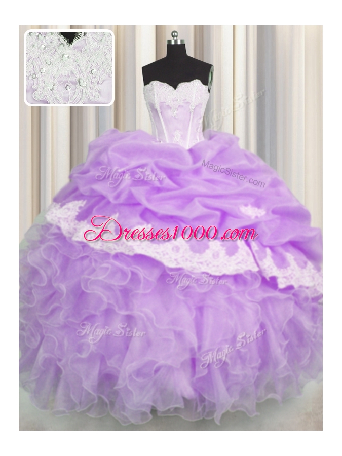 Pick Ups Floor Length Lilac Quinceanera Gowns Sweetheart Sleeveless Lace Up