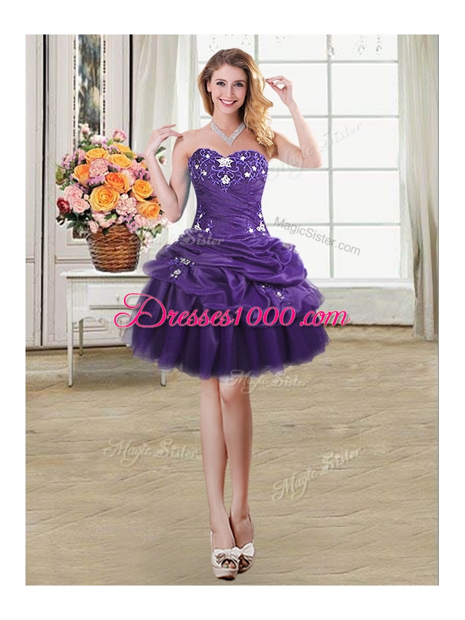Four Piece Sleeveless Beading and Appliques and Pick Ups Lace Up Quinceanera Dress