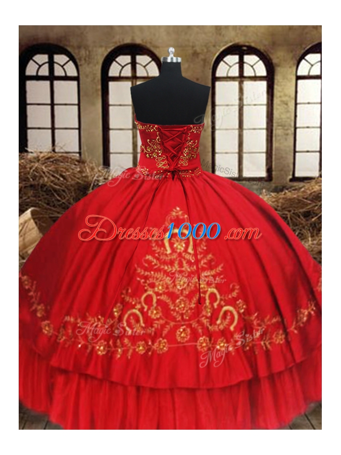 Vintage Sleeveless Organza and Taffeta Floor Length Lace Up Quinceanera Dresses in Wine Red for with Beading and Embroidery