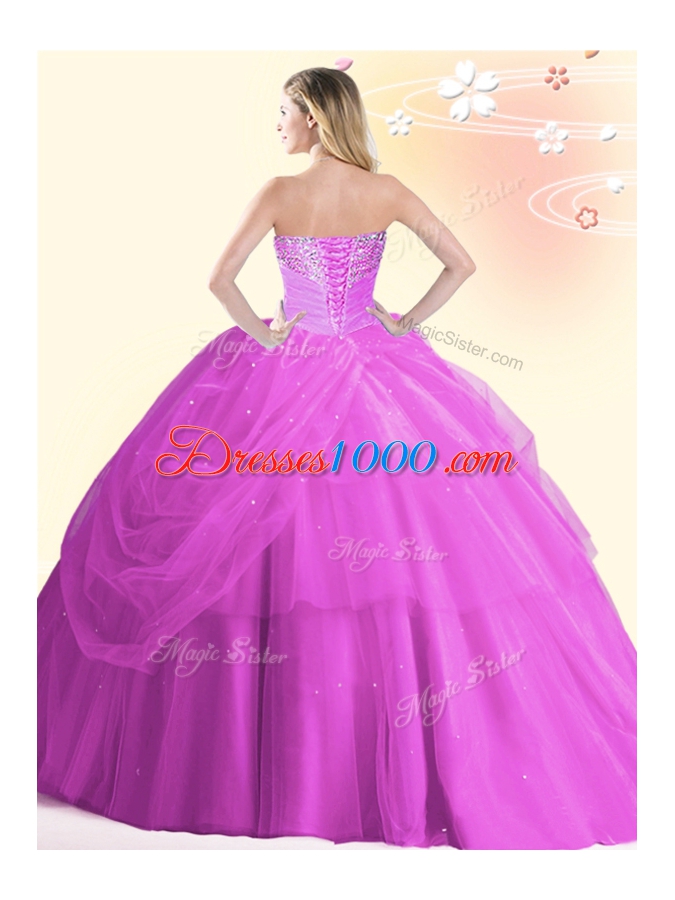 Clearance Lavender Sleeveless Tulle Lace Up Sweet 16 Dress for Military Ball and Sweet 16 and Quinceanera