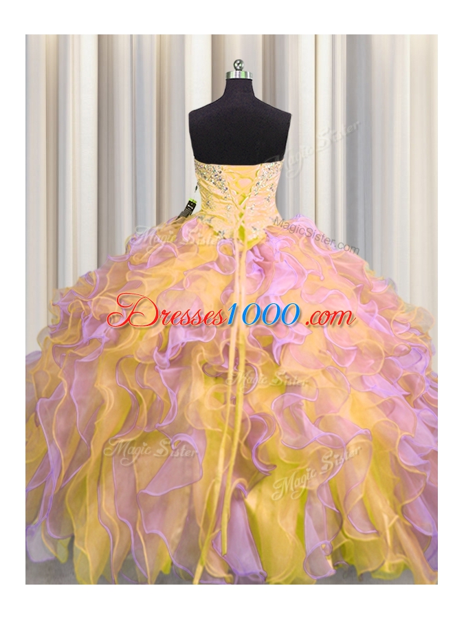 New Style Multi-color Sweetheart Lace Up Beading and Appliques and Ruffles Quinceanera Gowns Sleeveless