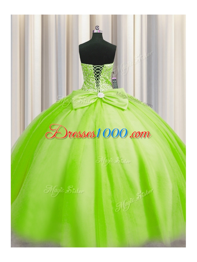 Sweet Big Puffy Ball Gowns Sweetheart Sleeveless Tulle Floor Length Lace Up Beading Vestidos de Quinceanera