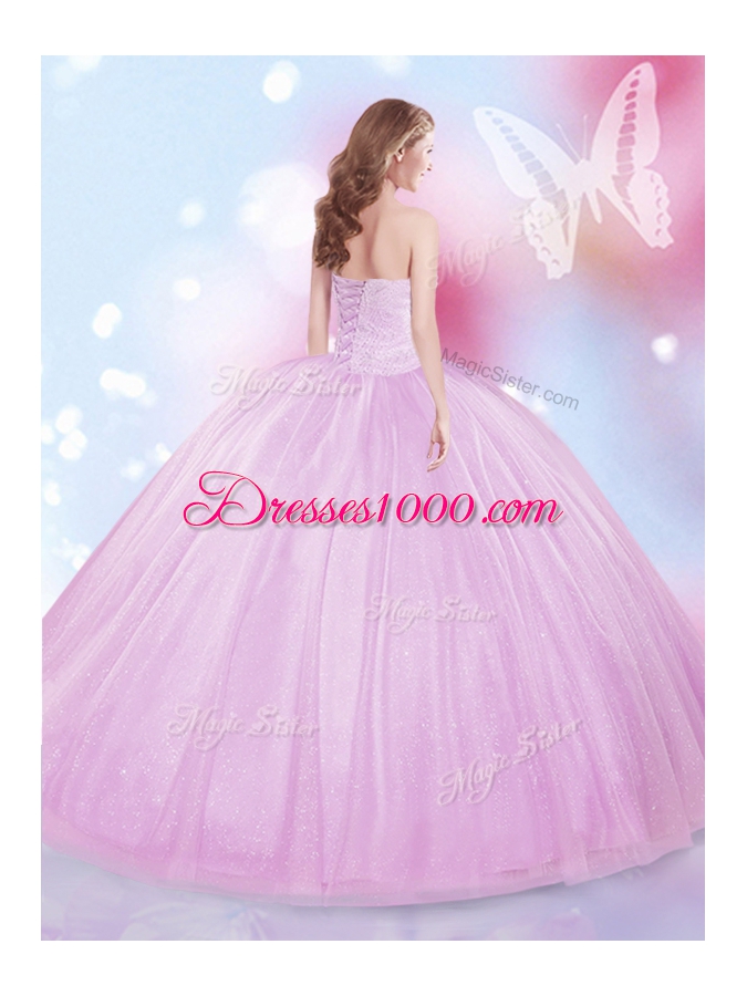 Sweetheart Sleeveless Tulle Sweet 16 Dresses Beading Lace Up