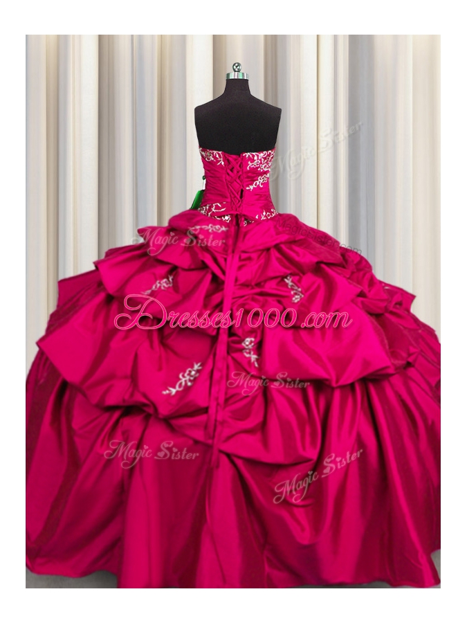 Wonderful Appliques and Pick Ups Quinceanera Dresses Hot Pink Lace Up Sleeveless Floor Length