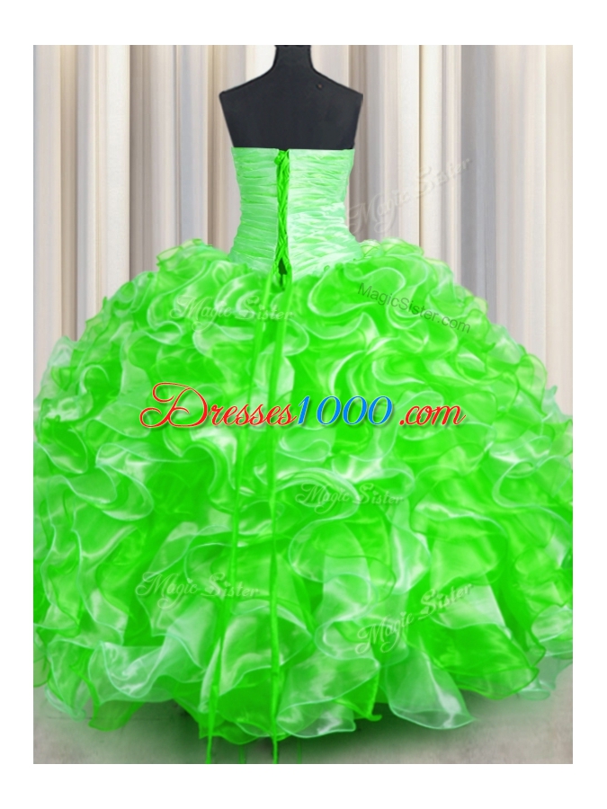 Best Selling Sleeveless Lace Up Floor Length Beading and Ruffles Sweet 16 Dress