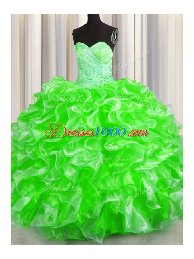 Best Selling Sleeveless Lace Up Floor Length Beading and Ruffles Sweet 16 Dress