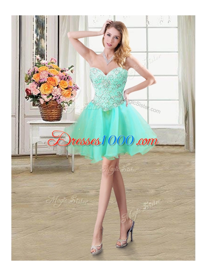 Colorful Three Piece Apple Green Organza Lace Up Sweetheart Sleeveless Floor Length Sweet 16 Quinceanera Dress Beading and Ruffles and Pick Ups
