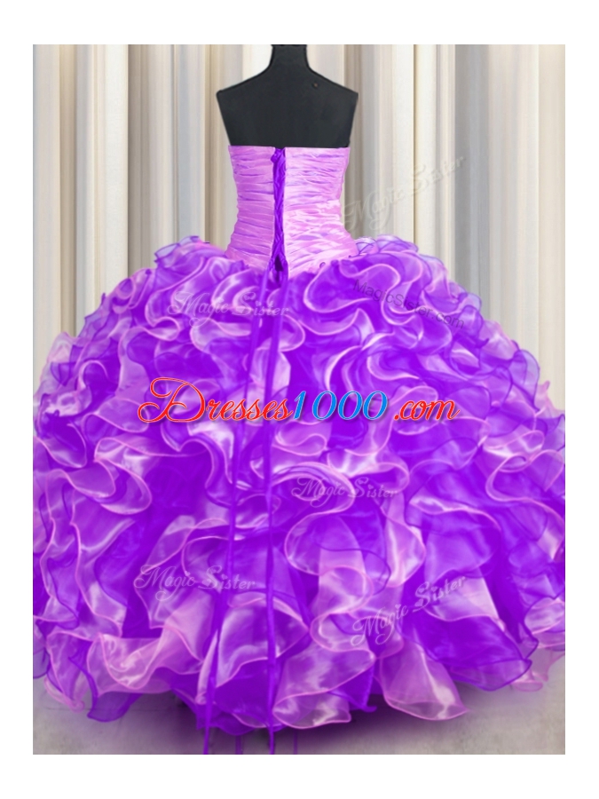 Sleeveless Beading and Ruffles Lace Up Sweet 16 Dresses