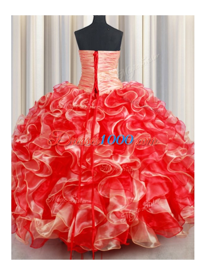 Sleeveless Beading and Ruffles Lace Up Vestidos de Quinceanera