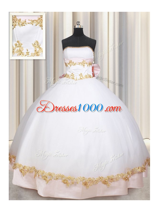 Best Selling Ball Gowns Sweet 16 Quinceanera Dress White Strapless Satin Sleeveless Floor Length Lace Up