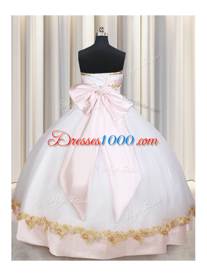 Best Selling Ball Gowns Sweet 16 Quinceanera Dress White Strapless Satin Sleeveless Floor Length Lace Up