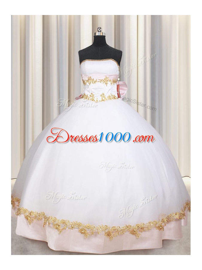 Best Selling Ball Gowns Sweet 16 Quinceanera Dress White Strapless Satin Sleeveless Floor Length Lace Up