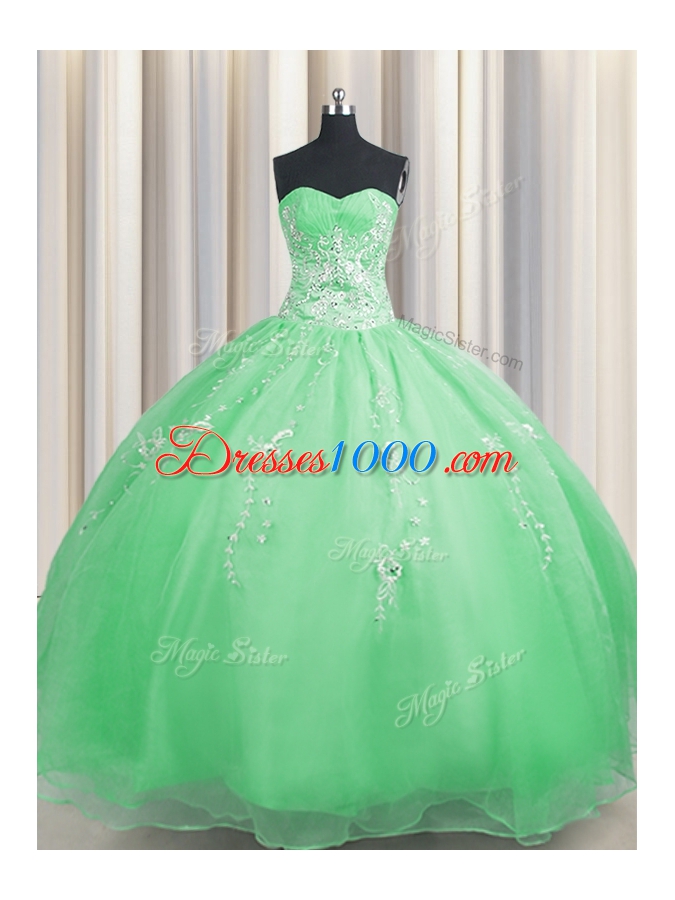 Charming Zipper Up Zipper 15 Quinceanera Dress Beading and Appliques Sleeveless Floor Length