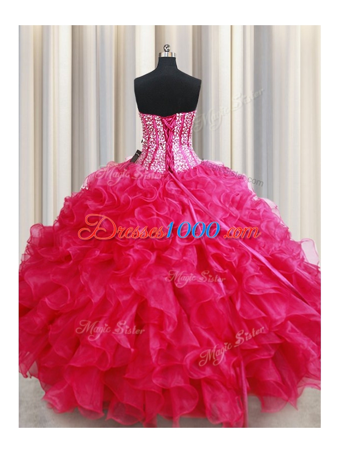 On Sale Sleeveless Beading and Ruffles Lace Up 15th Birthday Dress
